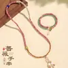 Nova pulseira multicírculo de contas de pedra rosa estilo chinês, estrela, lua, bodhi, estilo nacional, temperamento literário, joias por atacado
