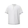 Camiseta de Manga Corta Falsa de Dos Piezas Simple Forn3 para Hombre Verano Nueva Casual Cuello Henley Camisa Base Superior N2013