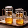 Tetera de Flujo Hogareña con Filtro Oficina Botón Único Interior de Vidrio Separación de Té y Agua Taza de Té Vajilla Una Pieza Fabricante