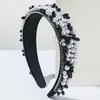 He Ming Industria Pesada Europea y Americana Diadema de Perlas Cosida a Mano Diadema de Perlas y Cristales Barrocos Accesorios para el Cabello de Gama Alta Pinzas para el Cabello