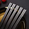Palillos de acero inoxidable 304, palillos láser chinos, vajilla de regalo, palillos cuadrados antideslizantes y antiescaldaduras, vajilla para el hogar y el hotel.