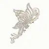Pinza para el Cabello Elegante con Borla de Perlas y Mariposa de Pedrería para Mujeres, Accesorio para el Peinado Recogido en la Parte Trasera de la Cabeza