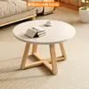 Conjunto de Mesa de Centro de Madeira Maciça Simples Japonesa Mesa Redonda Pequena para Apartamento Quarto Mesa Lateral para Sofá Sala de Estar Mesa de Chá para Varanda