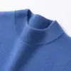 Suéter de cachemira para hombre con cuello semialto de doble capa, lujo ligero y cálido, nuevo tejido de punto para hombre otoño e invierno 2026, suéter de punto holgado para negocios