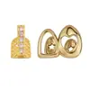 Hip-Hop Corazón Hueco con Forma de Corazón Strass Doble Brackets para Ropa de Calle Diaria, Dientes Dorados Brillantes Geniales Accesorios Versátiles Transfronterizos Venta al por Mayor