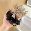 Elástico de Cabelo Grande de Organza Gipsofila para Mulheres Faixa de Cabeça Corda de Cabelo Flor de Cabelo Acessório de Cabelo Elegante Moderno Coque Simples