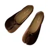 Zapatos de Mujer Vintage Estilo Francés, Zapato de Terciopelo con Tacón Bajo y Boca Poco Profunda, Zapatos de Moda con Punta Dividida, Zapatos Planos de Pezuña de Oveja/Cerdo, Zapatos Planos Perezosos, Negros