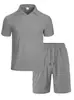 Camisa polo de manga corta texturizada europea y americana transfronteriza para hombre, verano, comercio exterior, deportiva, color liso, cuello camisero, traje casual
