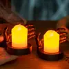 Halloween Nuevo Producto Luz de Vela Digital Calavera Brillante Mano Pequeña Vela de Té Decoración de Halloween Accesorios Escena Atmósfera Diseño
