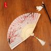 Abanico de Bambú Verde de Alta Calidad Estilo Antiguo Chino Abanico Plegable para Danza Regalo para Mujer Hanfu Cheongsam Abanico Plegable de Verano