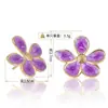 Pendientes de Acero Inoxidable con Flor Pequeña Personalizada Transfronterizos Europeos y Americanos, Goteo de Aceite, Puntos Dorados de Flores de Verano, Lindos Accesorios de Pendientes de Lujo Ligero, Regalo