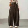Calça pantalona de cintura alta para mulheres, outono, solta, modeladora, com caimento, casual, para o trabalho, versátil, de perna reta, plus size, moderna, cor sólida