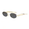 Gafas de sol metálicas retro europeas y americanas de montura ovalada con un toque de alta gama, de moda para hombres y mujeres, con patillas en forma de sardina, gafas de sol transfronterizas