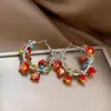 Pendientes de Flor Envueltos en Cristal de Dopamina Colorido de Verano, Pendientes Frescos y Dulces, Pendientes de Lujo Ligero y de Gama Alta para Mujer