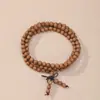Pulsera de Múltiples Círculos de Sándalo, Diseño de Estilo Étnico, Pulsera Dorada de Sándalo para Hombres y Mujeres, Joyería Vintage al por Mayor