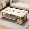 Mesa de jantar para apartamento pequeno, mesa pequena de dupla finalidade, mesa de centro simples de duas camadas multiuso
