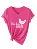 Tiras de Pollo Amazon eBay Sitio Independiente Moda Casual Divertida Camiseta de Manga Corta con Cuello en V para Mujer para Comercio Exterior