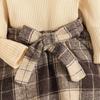 Traje de falda de dos piezas a rayas de manga larga a cuadros para niños pequeños y medianos, Novedades de Otoño e Invierno Transfronterizas de Amazon