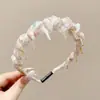 Diadema de corona alta estilo coreano, diadema de borde ancho, diadema para lavarse la cara con dientes, accesorio para el cabello de tela a cuadros de alta gama