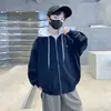 Jaqueta com Capuz de Outono para Meninos, Novo Estilo para Crianças Maiores, Corta-vento Casual Estiloso Color Block para Primavera e Outono