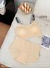 Alças de Ombro com Letras de Cor Sólida, Sem Aro, Suporte Macio, Sutiã Esportivo Nude Sem Costura, Conjunto Feminino, Combinação de Sutiã e Calcinha