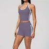 Conjunto Esportivo de Yoga e Corrida Feminino com Bojo, Colete Levanta Bumbum, Shorts de Yoga de Cintura Alta, Secagem Rápida, Respirável