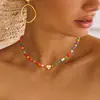 Collar con Colgante de Corazón Turquesa Colorido de 26 Letras Transfronterizo 2025, Gargantilla Elegante y Versátil