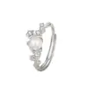 Anillo de Pareja Original Tichia Meiyou Plata de Ley 999 Nicho Gama Alta Flor de Calcedonia Blanca Anillo Abierto