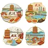 Imanes de Nevera Personalizados de Aleación de Zinc Esmaltada de Wuhan, Imanes de Nevera Metálicos con Forma Irregular 3D de la Torre de la Grulla Amarilla
