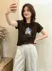 Camiseta de algodón acanalado de 220 g para mujer, top ajustado de manga corta, venta directa desde la fábrica de origen en Guangzhou