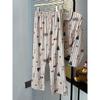 Pijamas para Mujer Primavera, Otoño y Verano Algodón Nube Manga Larga Pantalones Cárdigan Lindo Dibujo Animado Niña Puede Usar Fuera Conjunto de Ropa para Casa