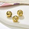 Pulseira Colar de Liga Metálica Dourada Retro com Recorte Redondo Esfera 8-9mm Contas Perfuradas Acessórios para Joias DIY Contas com Furo Reto