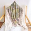 Lenço feminino quadrado grande 90 com estampa de flores da moda design de nicho ins xale de seda sedoso lenço protetor solar atacado