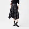 Falda Midi de Cuadros Irregulares Estilo A 2026 Nuevo Estilo Otoño Falda Midi para Mujer Cintura Alta Adelgazante Temperamento Versátil Longitud Media