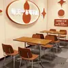 Celebridad de Internet Estilo Mid-Century Cafetería Tienda de Postres de Té con Leche Combinación de Mesa y Silla Restaurante Coreano Barra de Snacks Tablero de Océano Mesa Cuadrada Pequeña