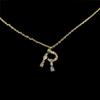 Collar de letras femenino europeo y americano ins collar de circonitas de oro de 18k diseño nicho cadena clavicular temperamento simple cadena de suéter