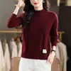 Suéter para Mujer Suéter de Cuello Medio Alto Talla Grande 2026 Nuevo Otoño Invierno Holgado Color Sólido Capa Interior Ropa de Punto Capa Base Superior