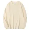 Camiseta de manga longa para outono e inverno 500G, algodão Xinjiang de peso pesado, branco puro, moletom gola redonda com costura dupla, unissex