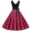 Fuente de fábrica 2021 Moda Patchwork Estampado de Lunares Sin Mangas Burnout Estampado de Lunares Fiesta Vestido de Baile