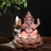 Cerámica Transfronteriza Arena Púrpura Dios Elefante Indio Loto Sándalo Humo Flujo Inverso Horno de Aromaterapia Hogar Sudeste Asiático Artesanías Adornos