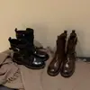 Botas de motociclista coreanas cómodas de suela gruesa, punta redonda, sin cordones, nuevas para otoño e invierno 2026, botas de montar versátiles y de moda para mujer