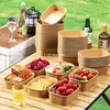 Caja de Embalaje Desechable Cuadrada para Llevar, Caja de Papel Kraft para Camping y Picnic, Fiambrera a Prueba de Fugas para Calentar en Microondas