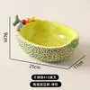 Plato de Fruta Cerámico de Melón Hami Altamente Atractivo para Sala de Estar en Casa, Bandeja de Almacenamiento para Mesa de Café con Juego de Tenedores y Palillos de Acero Inoxidable