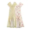 Atacado Verão 2026 Novo Estilo Europeu e Americano Vestido Feminino Estampado Slim com Renda Floral 0323