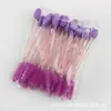 Pincel de sombra multiuso, pincel de cílios com cabo de cristal, pincel de maquiagem espiral, aplicador de esponja de látex com duas pontas, ferramenta de beleza portátil