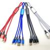 Cable de datos tres en uno con llavero, uno de arrastre y tres, adecuado para Apple Android, cable de carga TIPO C, cable trenzado de nailon.