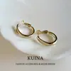 Brincos de argola com pigmento dourado de alta qualidade para mulheres, tarraxas simples, ear cuffs, novo estilo 2026, temperamento cool e elegante, brincos de argola