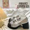 Zapatos Mary Jane con Tacón Grueso y Lazo de Perlas Francesas para Mujer 2026 Nuevo Estilo de Verano Zapatos de Tacón Alto Cómodos Zapatos Pequeños de Cuero