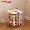 Cubo de Almacenamiento para Peluches Transparente con Ruedas Móvil Gran Capacidad Cubo para Muñecas Caja de Almacenamiento Doméstica Sellada a Prueba de Polvo