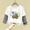 Nuevas Camisetas de Primavera y Otoño para Niños Dibujos Animados Ropa de Otoño Camisetas de Manga Larga de Algodón Puro para Niños Camisetas Básicas Frescas de Moda Ropa Patchwork
